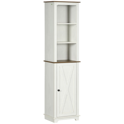 Kleankin Bathroom Cabinet, Tall Storage Cabinet With Door and Adjustable Shelves, 39.5 x 30 x 160 cm, White