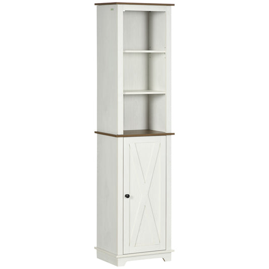 Kleankin Bathroom Cabinet, Tall Storage Cabinet With Door and Adjustable Shelves, 39.5 x 30 x 160 cm, White