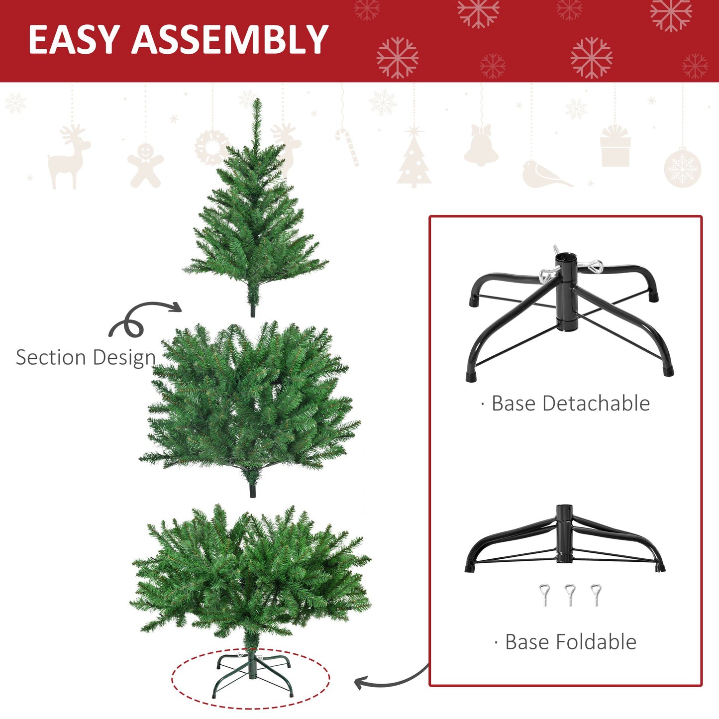 5ft Prelit Christmas Tree Artificial Tree Warm White LED Light Holiday Home Xmas Decoration, Green