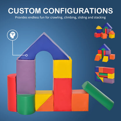 Soft Play Blocks Kids Climb and Crawl Gym Toy Foam Building and Stacking Blocks Non-Toxic Learning Play Set Activity Toy Brick 11 Pieces