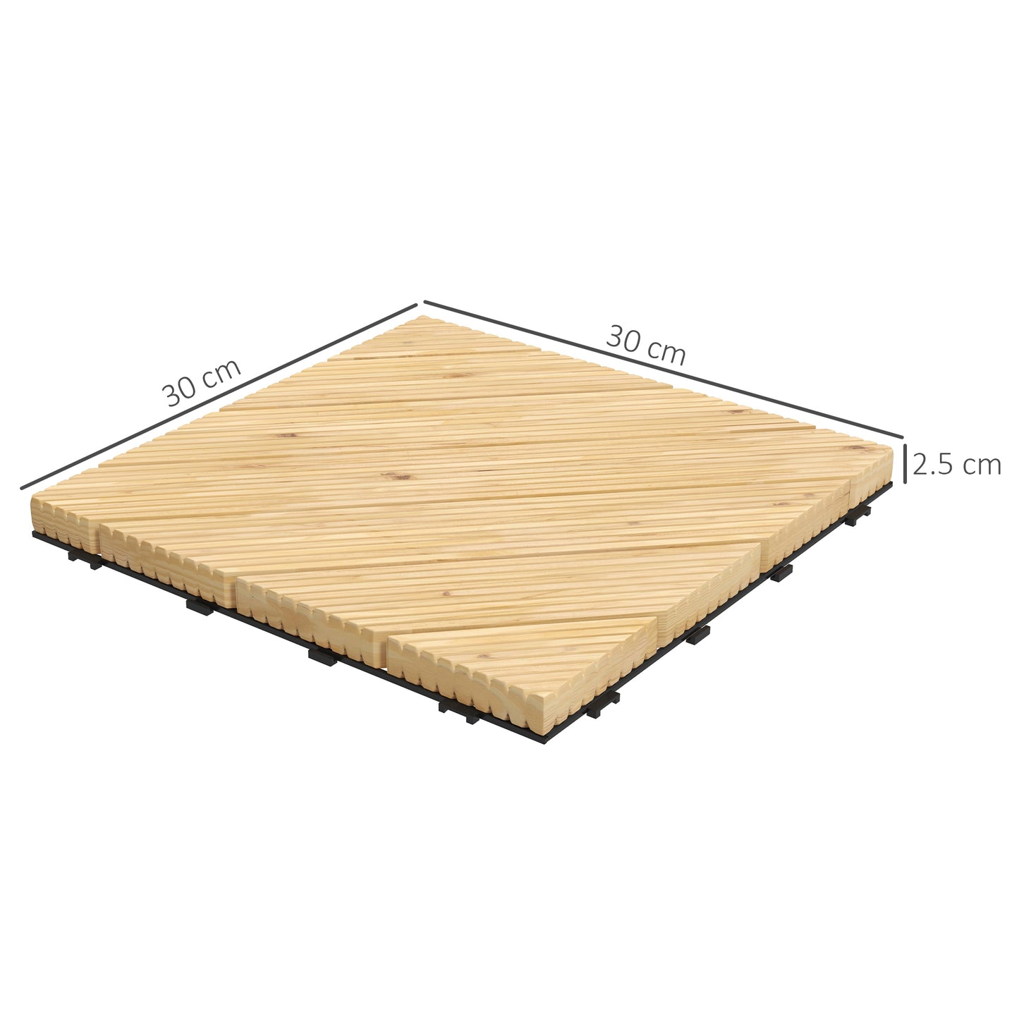 9 Piece Garden Decking Tiles Wooden Outdoor Flooring Tiles for Patio, Balcony, Terrace, Hot Tub, Yellow