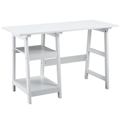 Compact Computer Desk with Storage Shelves Study Table with Bookshelf PC Table Workstation for Home Office Study White