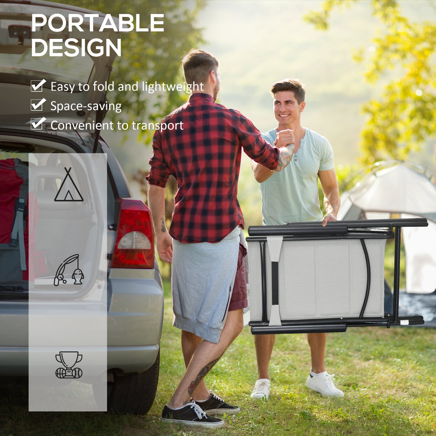 Set of 2 Patio Folding Chairs W/ Adjustable Back, Aluminium Dining Chairs with Breathable Mesh Fabric Padded Seat and Backrest, Headrest