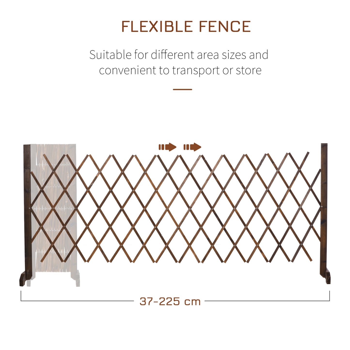 Outsunny Freestanding Garden Fencing, Expanding Fence Trellis, Movable Scissor Grid, Foldable Garden Screen Panel, 225L x