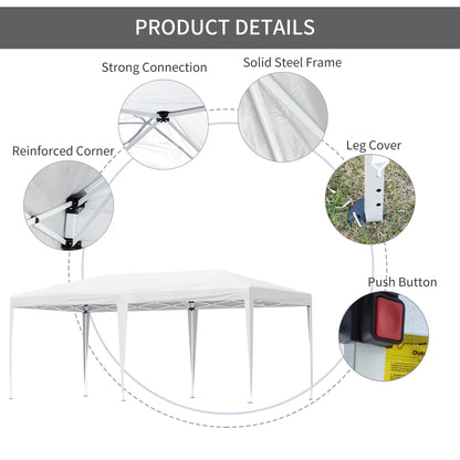 Outsunny Pop Up Gazebo, Double Roof Foldable Canopy Tent, Wedding Awning Canopy w/ Carrying Bag, 6 m x 3 m x 2.65 m, White