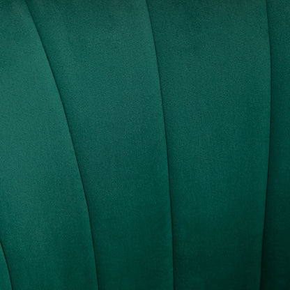 Retro Style Velvet-Feel Shell Luxe Accent Chair, Glam Vanity Chair Makeup Seat, Home Bedroom Lounge with Metal Legs Comfort Padding, Green