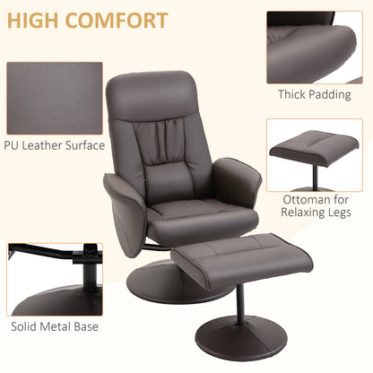 Luxury Executive Recliner Chair High Back and Footstool Armchair Lounge Seat Brown