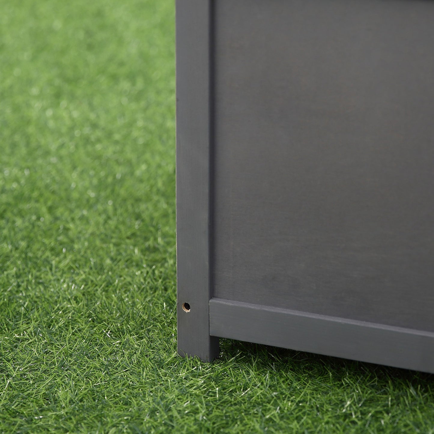 PawHut Furniture Style Wooden Dog Crate Kennel Top End Table Decorative Dog Cage Lattice Night Stand with Lockable Door, 60 x 91 x 74 cm, Grey