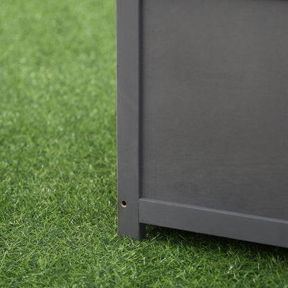 PawHut Furniture Style Wooden Dog Crate Kennel Top End Table Decorative Dog Cage Lattice Night Stand with Lockable Door, 60 x 91 x 74 cm, Grey