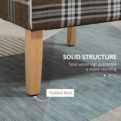 Modern Dining Chair, Linen-Touch Fabric Comfy Chair, Upholstered Armless Kitchen Chair with Rubber Wood Legs, for Living Bedroom, Tawny Brown