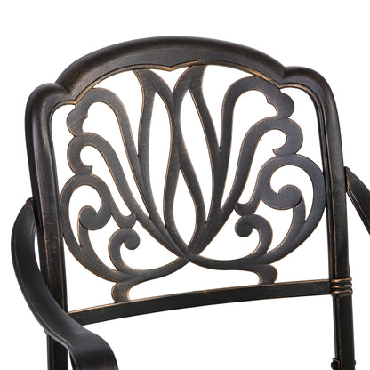 Outsunny 5-Piece Outdoor Furniture Dining Set, Cast Aluminum Conversation Set Includes 4 Chairs, 1 Round Table with Umbrella Hole for Patio Garden