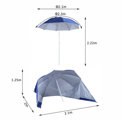 2 Metra Beach Sport Umbrella Parasol-Coated Blue Polyester/Steel