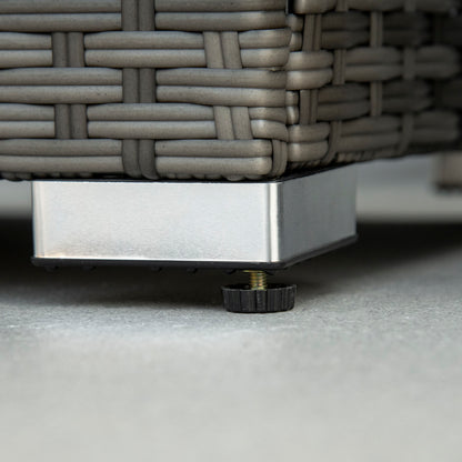 Outsunny 7 Piece Rattan Garden Furniture Set, 10-Seater Sofa Sectional with Cushioned Sofa Seat, Footstools and Expandable Glass Table for Yard Grey