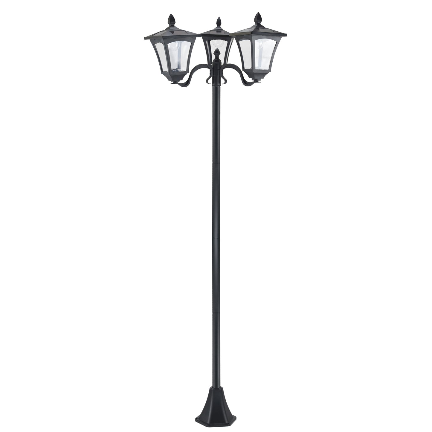 Outsunny 3-Solar Powered Lamp Post, IP44, 51.5Lx47Wx182.5H cm-Black