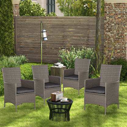 Outsunny 4 Piece Rattan Chair Patio Sofa Chairs Set Cushioned Outdoor Rattan Furniture