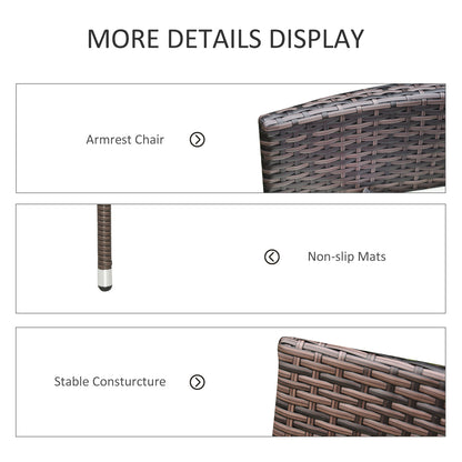 Outsunny 4 Piece Rattan Chair Set, Patio Sofa Chairs Set, Cushioned Outdoor Rattan Furniture