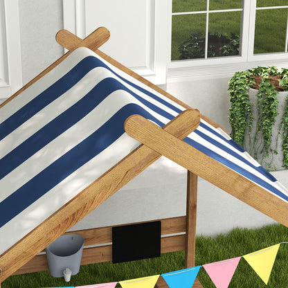 Outsunny Wooden Sandbox with Canopy House Design Brown