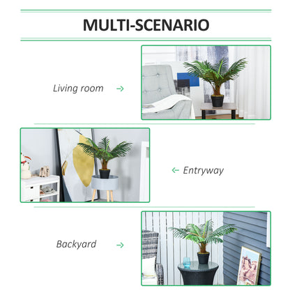 Outsunny Artificial Palm Tree Decorative Plant 8 Leaves with Nursery Pot, Fake Tropical Tree for Indoor Outdoor Décor, 60cm