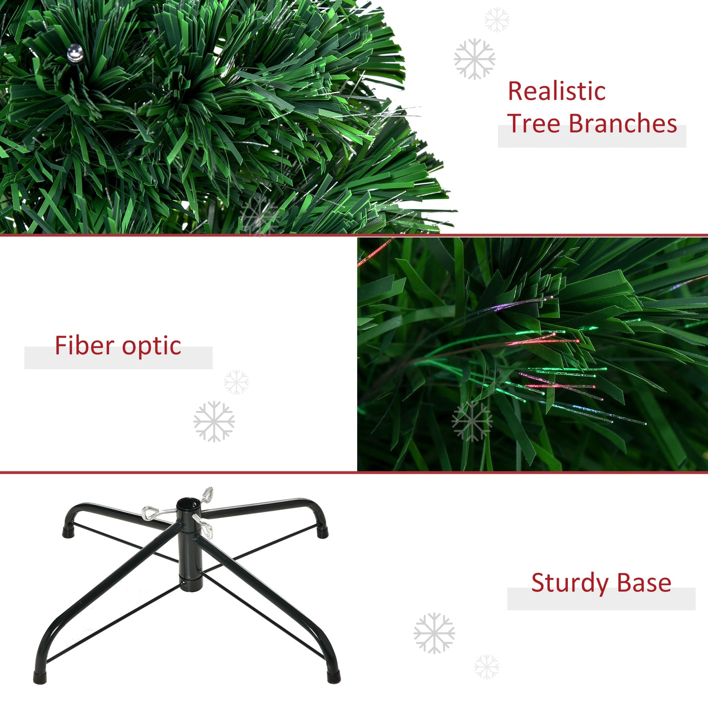 5FT Green Fibre Optic Pre-Lit Artificial Christmas Tree Multi-Colour