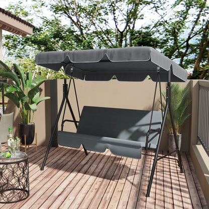 Outsunny Garden Swing Canopy Replacement 2 Seater with Tubular Framework, Swing Seat Replacement Cover, UV50+ Sun Shade (Canopy Only), Dark Grey