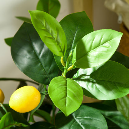 Set of 2 Artificial Plants, Lemon and Orange Tree with Pot, for Home Indoor Outdoor Decor, 60cm
