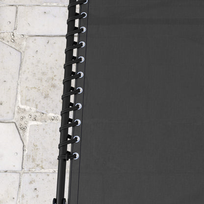 Outsunny 2 Piece Folding Sun Lounger Beach Chaise Chair Garden Cot Camping Recliner with 4 Position Adjustable Black