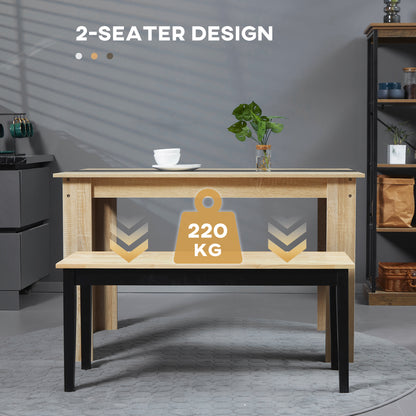 Wood Dining Bench for 2 People, Wooden Bench for Kitchen, Dining Room, Entryway, Natural Wood Effect 102cm