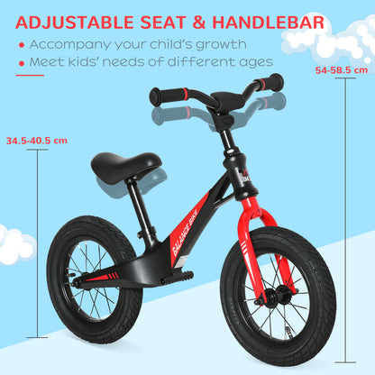 30cm Kids Balance Bike, No Pedal Training Bicycle, w/ Air Filled Tires, Adjustable Handlebar, Padded Seat, for Children Aged 3-6