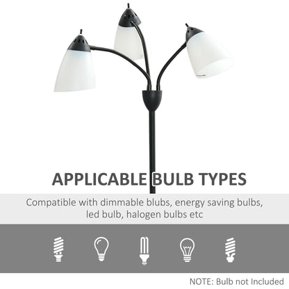 Arc Tree Floor Lamp with 3 Adjustable Rotating Lights, for Bedroom Living Room, Industrial Standing Lamp with Steel Frame, Black