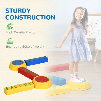 5 Piece Kids Balance Beam, Balance Bridge W/ Non-slip Surface & Bottom, Stackable Stepping Stones for toddler, Strength Coordination Training