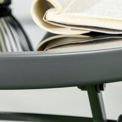 Outsunny 3 Pcs Garden Table and Chairs, Outdoor Bistro Set, Patio Conversation Furniture Set w/ Foldable Armchairs & Glass Top Coffee Table, Brown