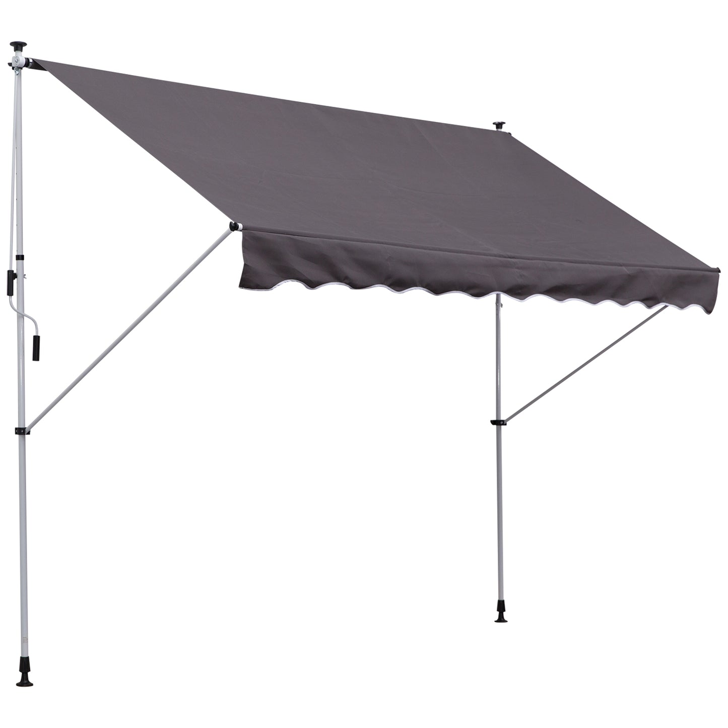 Outsunny Balcony 3 x 1.5m Manual Adjustable Awning DIY Patio Clamp Awning Canopy  Retractable Shade Shelter - Grey