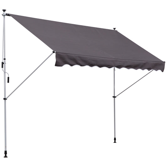 Outsunny Balcony 3 x 1.5m Manual Adjustable Awning DIY Patio Clamp Awning Canopy  Retractable Shade Shelter - Grey