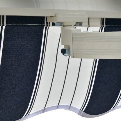 Garden Patio Manual Awning Canopy Sun Shade Shelter Retractable Retractable Awning, 3.5x2.5 m-Blue/White