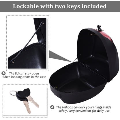 28L Motorcycle Tail box Helmet Top Case Motorbike Luggage Storage Trunk Carrier Mount Rack w/ 2 Keys