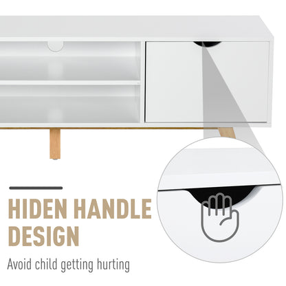 Particle Board 4-Compartment Media Tv Unit StandWhite