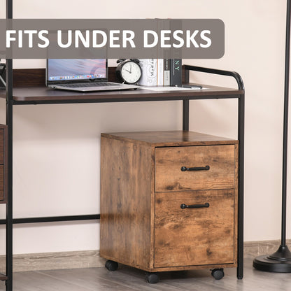 Rolling File Cabinet with 2 Drawers, Hanging File Folder, Home Office Under Desk Mobile Filing Organizer