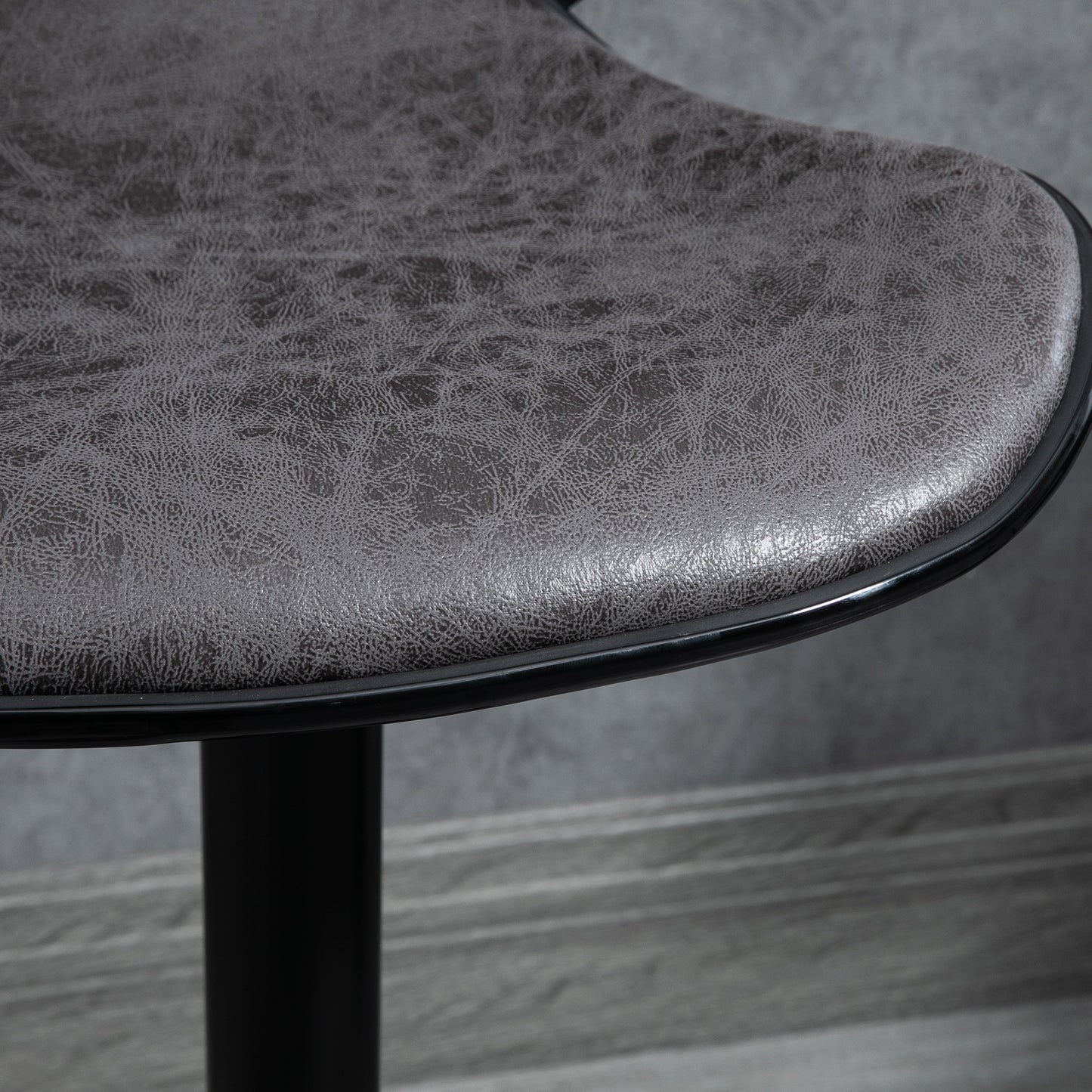 Bar Stool Set of 2 Microfibre Cloth Adjustable Height Armless Chairs with Swivel Seat, Dark Grey