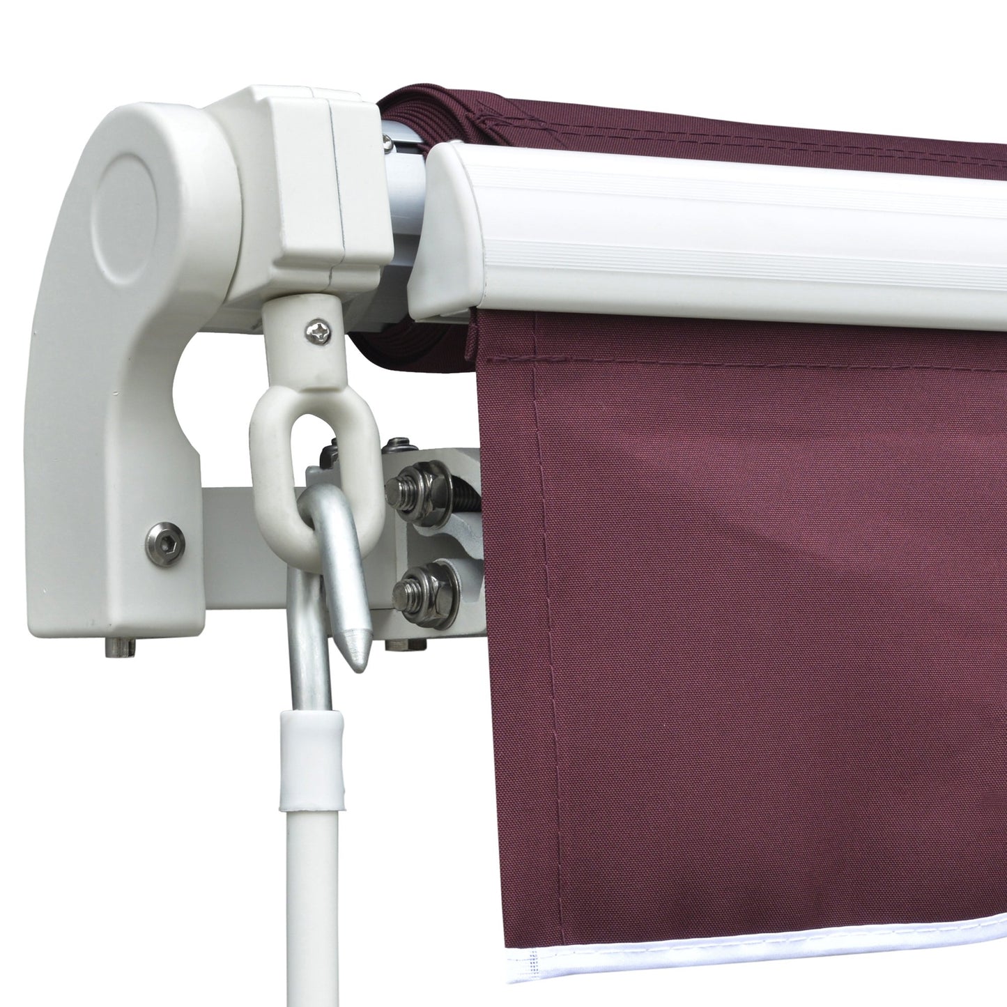 Outsunny 3x4m Garden Patio Retractable Manual Awning Window Door Sun Shade Canopy with Fittings and Crank Handle Wine Red