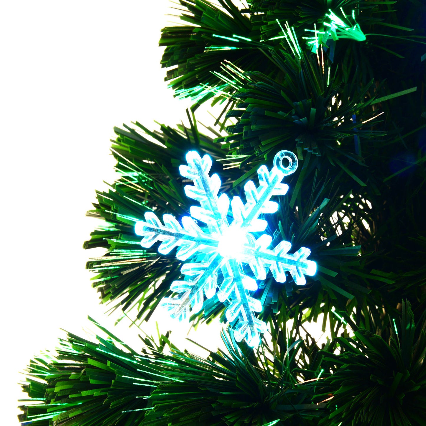 4ft Prelit Christmas Tree Artificial Tree 120cm With Show Flakes Lights, Green