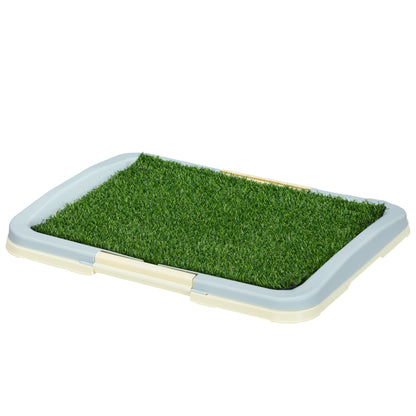 Indoor Puppy Training Toilet | Large | 3-Layer Design | Artificial Grass Pad | Grid Panel & Tray | Anti-Slip Pads | Portable | Suits Dogs Up to 37cm Body Length | 63x48.5x6cm | Green