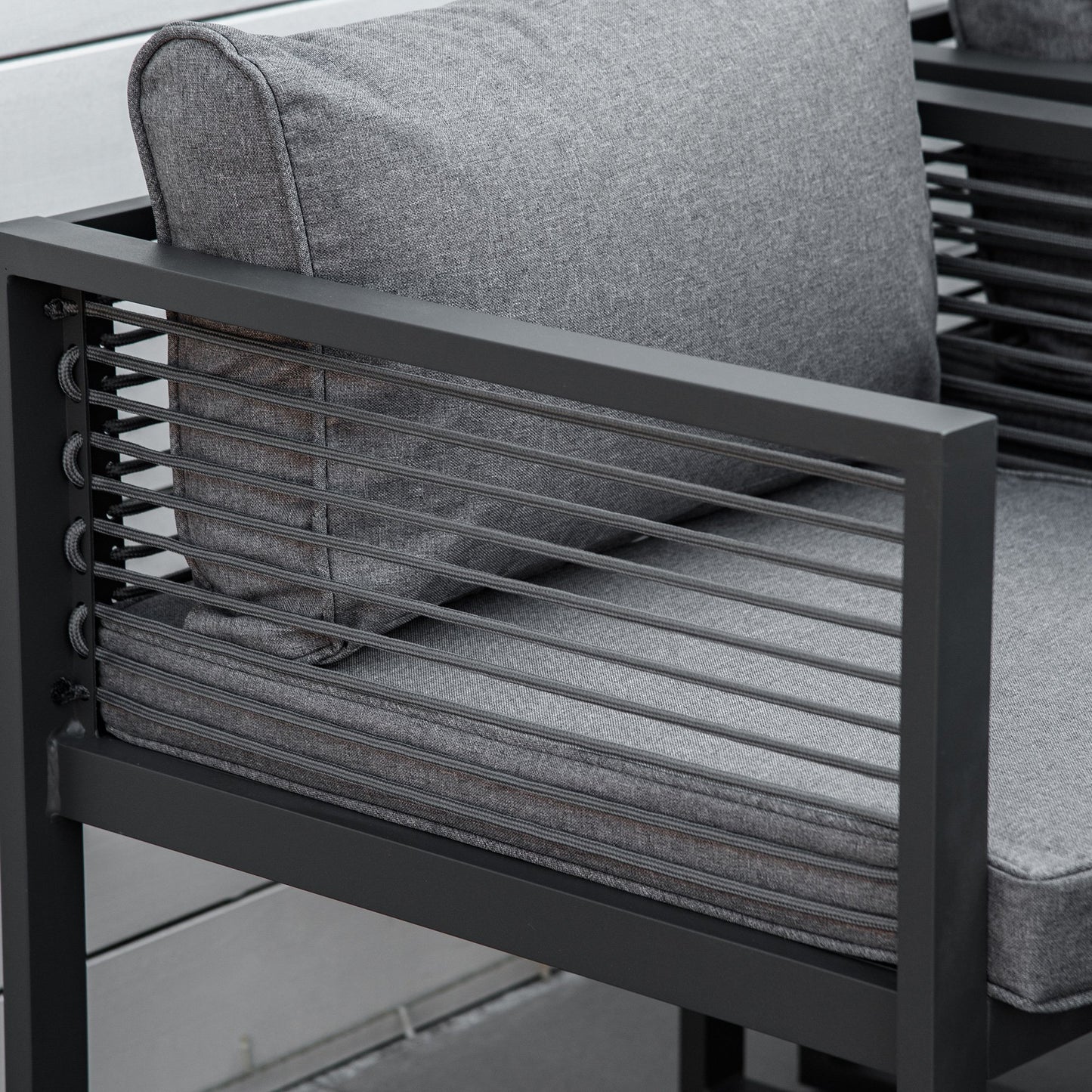 Outsunny 8 Seater Garden Dining Cube Set Aluminium Outdoor Furniture Set Dining Table, 4 Chairs and 4 Footstools with Cushion, Grey