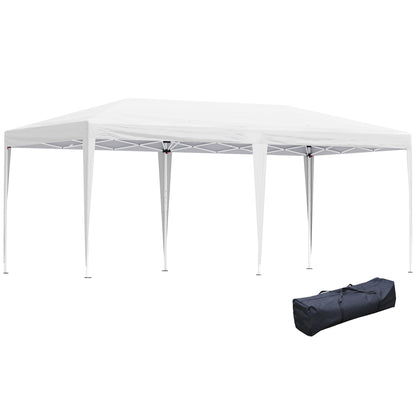 Outsunny Pop Up Gazebo, Double Roof Foldable Canopy Tent, Wedding Awning Canopy w/ Carrying Bag, 6 m x 3 m x 2.65 m, White