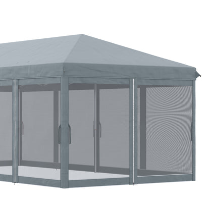 Outsunny 6 x 3m Pop Up Canopy, Outdoor Canopy Shelter, Marquee Party Wedding Tent with 6 Mesh Walls and Carry Bag, Grey
