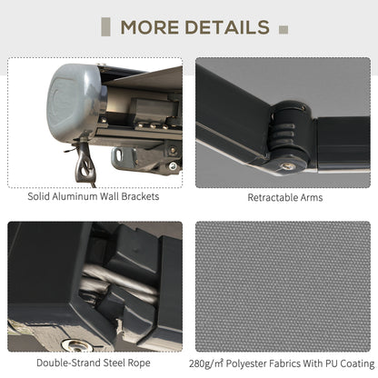 Outsunny Cassette Electric Motorised Manual Awning Door Window Patio Canopy Retractable Sun Shade w/ R/C, 350x300cm Grey