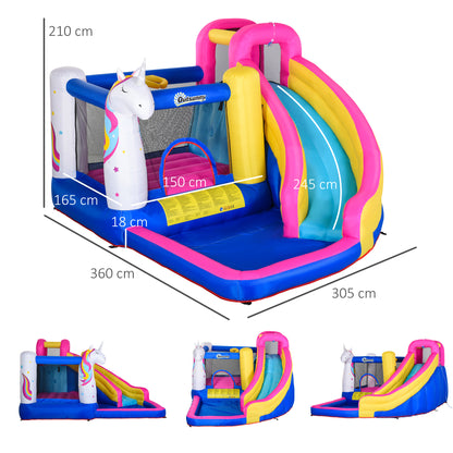 Outsunny 5 in 1 Bouncy Castle for Children with Blower for 3-8 Years Old Kids