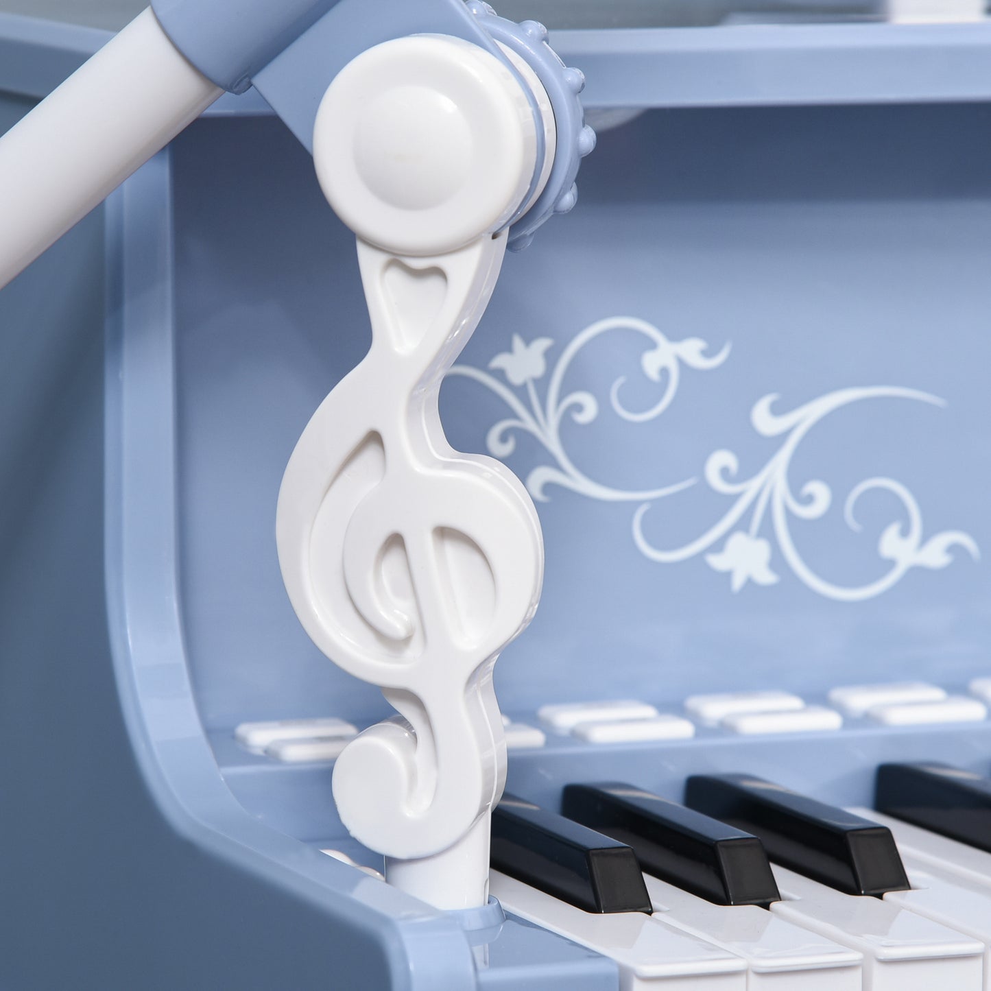 37 Keys Mini Electronic Keyboard Light Kids Musical Instrument Educational Game Children Grand Piano Toy Set w/Stool & Microphone & Music Blue