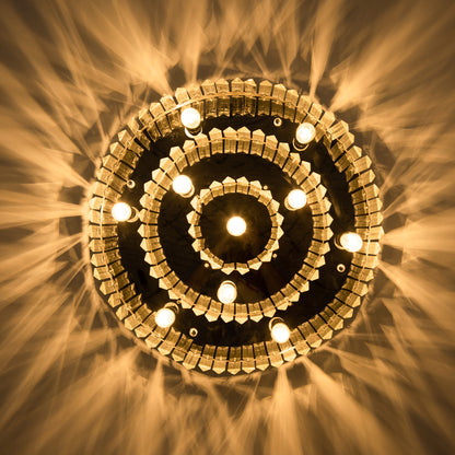 Crystal Ceiling Light Modern Chandeliers w/ Stainless Steel Base 10 Lights Elegant Flush Mount Ceiling Lighting for Living Room, Hallway, Bar