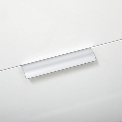 Modern Storage Cabinet, High Gloss Slim Sideboard with Drawer, Door Cupboard, Adjustable Shelves, White and Natural