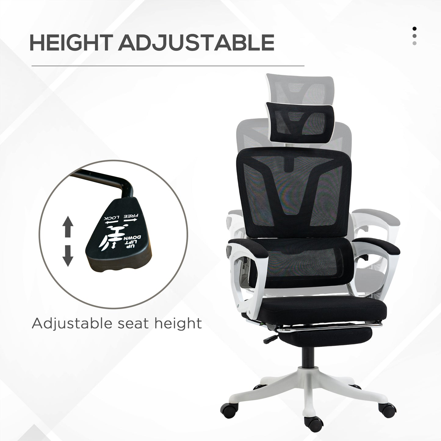 Reclining Office Chair | 3 Position 100–130° Recline | Adjustable Headrest | Lumbar Support | Retractable Footrest | Linen-Look Padded | 44-52cm Seat Height | 120kg | Black